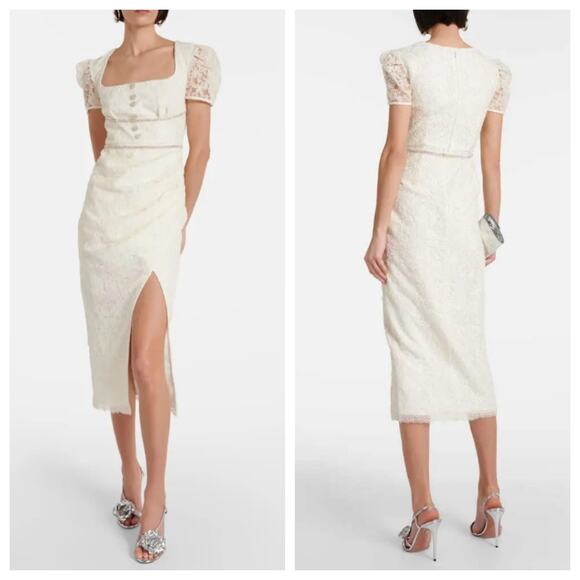 Self-Portrait Diamante Embellished Lace Midi Dress NWT  Size 4 - Picture 2 of 8